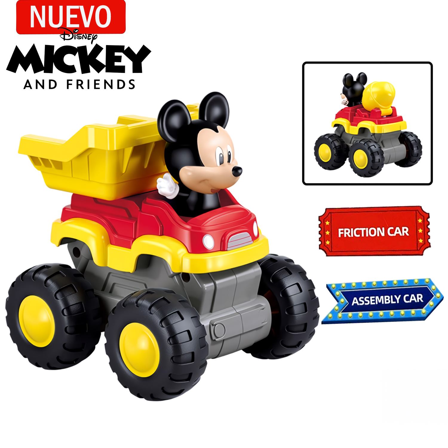 Juguete Camión Volquete de fricción de Mickey 2 en 1 12 piezas